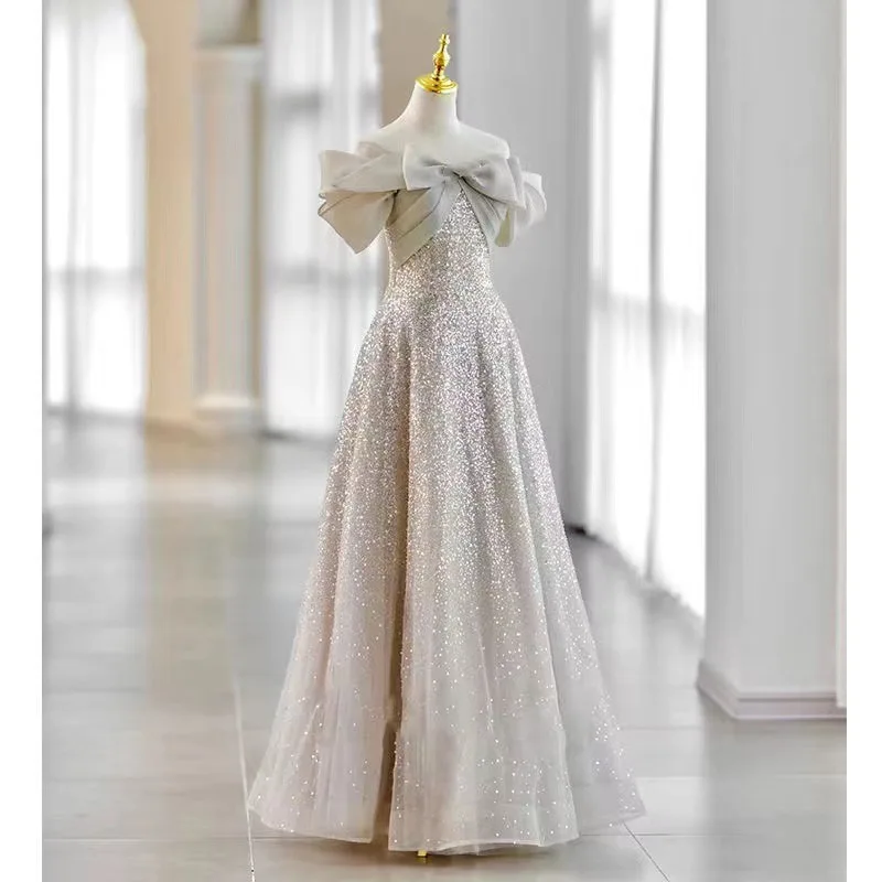 Robe de soirée tempérament pour la mariée, robe de banquet, robe de toast de fiançailles, longue, mode littéraire, nouveau, 2024