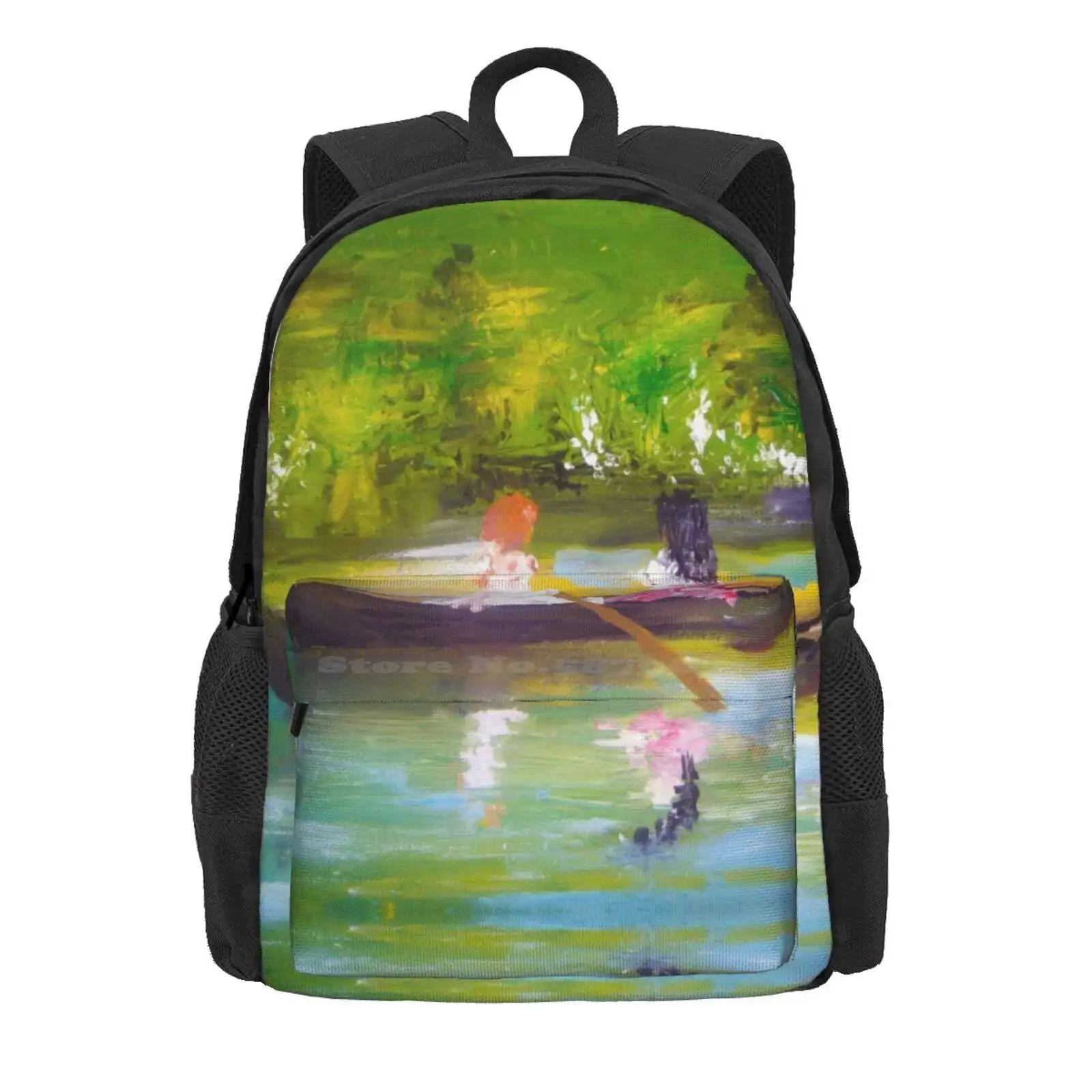 Afternoon Anne By Colleen Ranney Hot Sale Schoolbag Backpack Fashion Bags Anne Of Green Gables Canoe River Boat Saling Nature