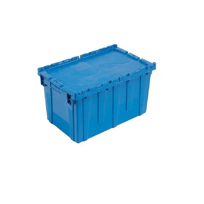 

Plastic Attached Lid Shipping & Storage Container, 25-1/4x16-1/4x13-3/4, Blue