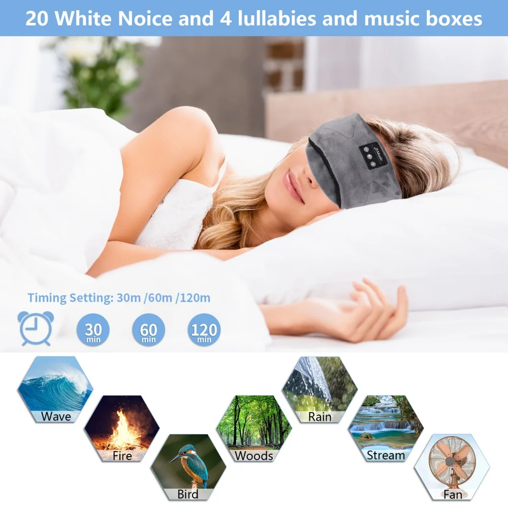 Soft Sports Music Earphone Bluetooth-compatible Wireless Music Sleeping Headphones Sleep Eye Mask Hands-free Phone Call Headband