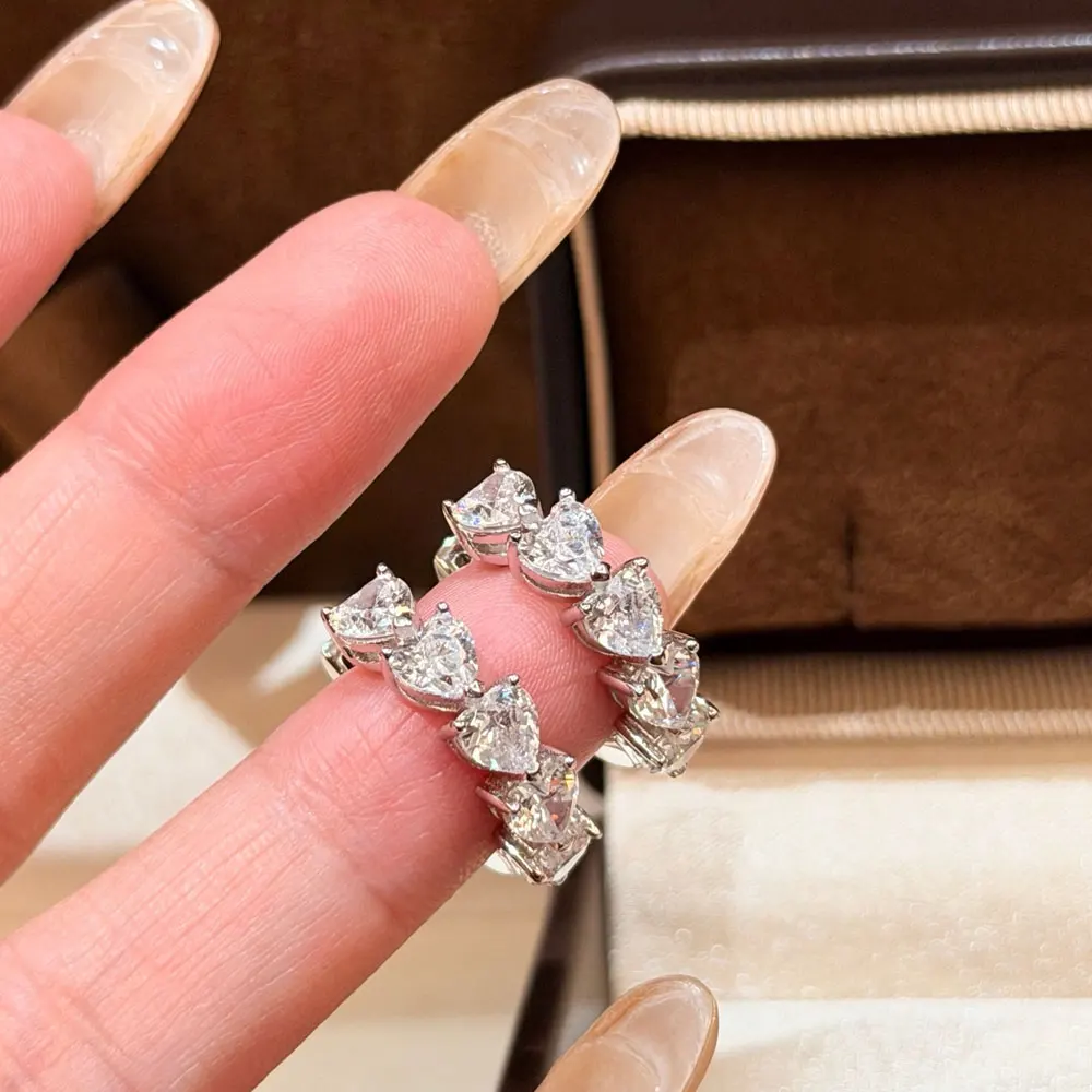 QIBAOKU 4x4mm Heart Moissanite Earring 925 Sterling Silver Earrings Women Fine Jewelry Wedding Engagement Anniversary Gift 2026