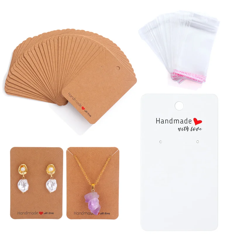 20sets Papier Ohrring Karten Halskette Display Halter Mit Selbstklebende Taschen Halskette Karton Diy Schmuck Verpackung Erkenntnisse
