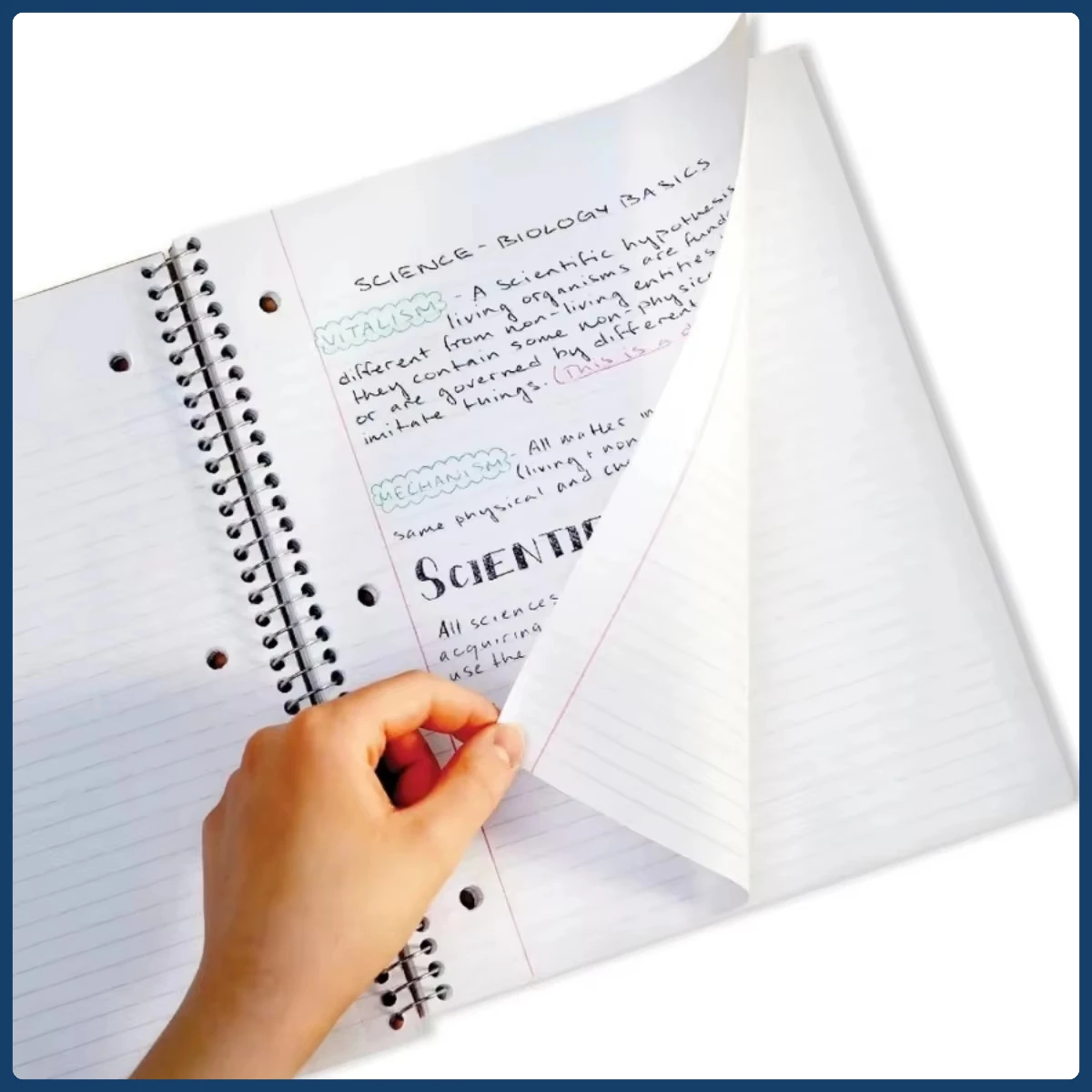 5 Subject Spiral Notebook, Wide Ruled 8x10.5 Inch, 200 Pages Anti-Bleed Paper, Perfect for High School & College Students