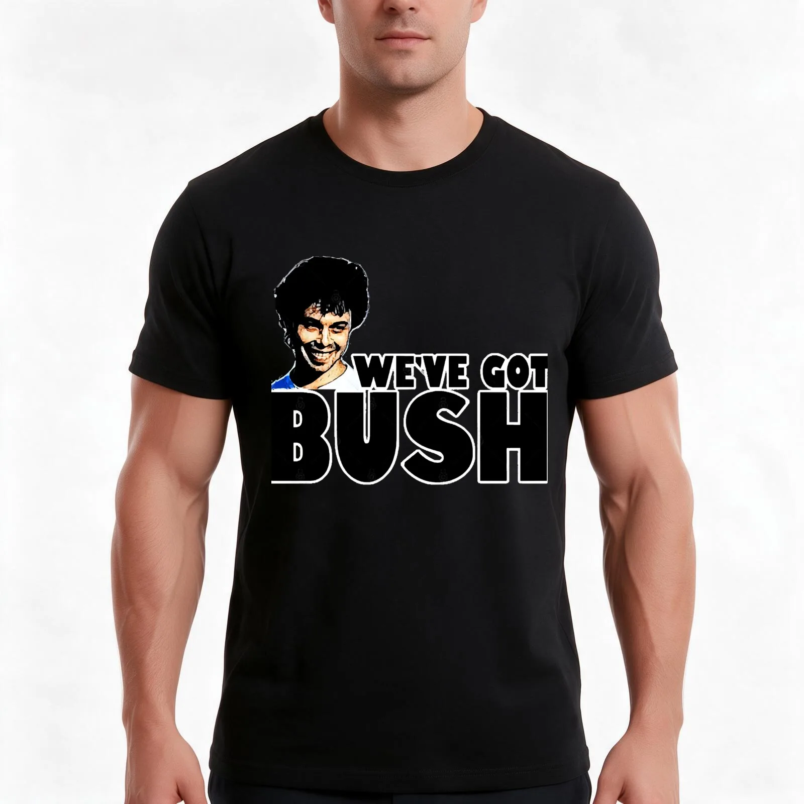 Weve got Bush T-Shirt, Summer Casual Cotton Tee, Oversized Streetwear Tops, Vintage Graphic Print, Loose Fit Short Sleeve