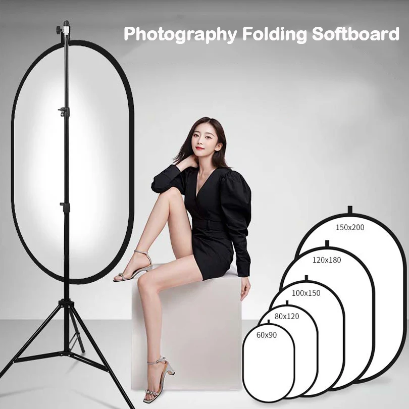 100X150CM faltbare ovale Reflektor tablero de luz suave Foto Video Fotografie difusor Foto estudio Panel suave 1,6 M trípode mit tragba