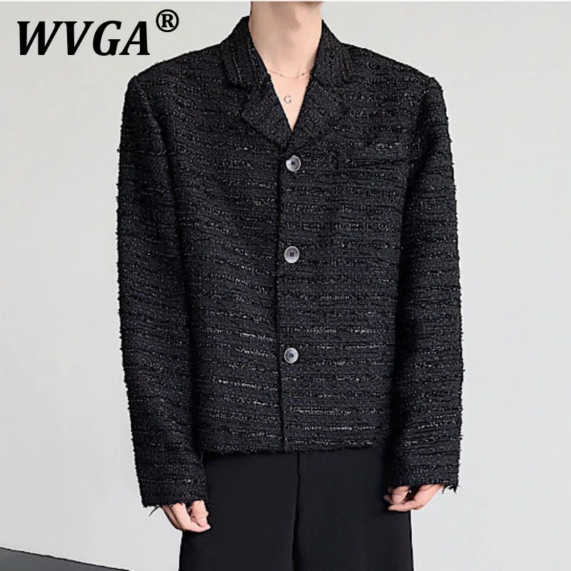 

WVGA Spring Autumn New Men's High Street Korean Style Long Sleeve Trendy Jacket Niche Chic Turn-Down Collar Short Coat Y2K W9631