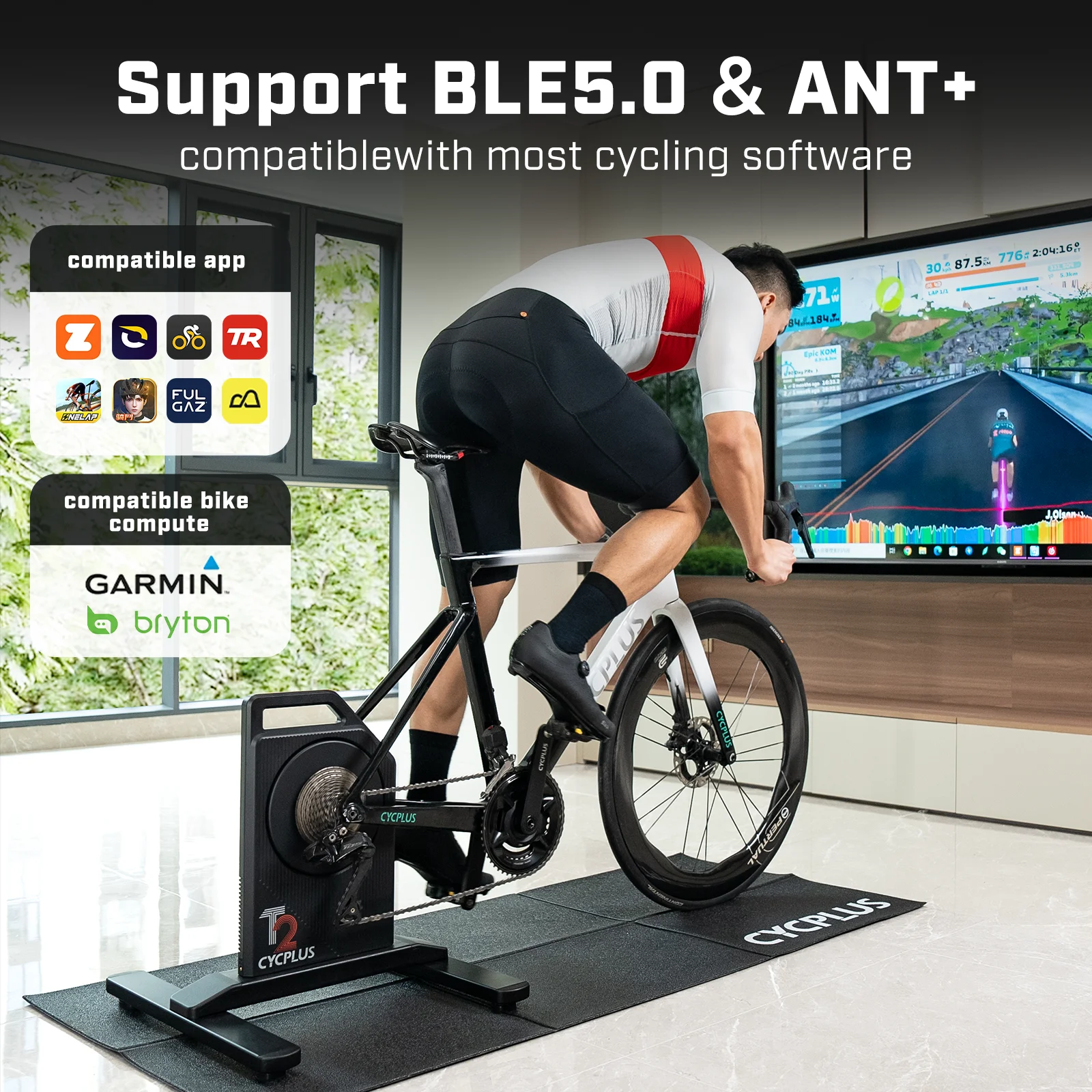 CYCPLUS T2H スマート自転車トレーナー 2200W ダイレクトドライブ