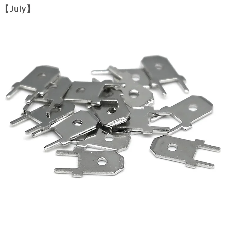 50 peças 6.3mm 4.8mm inserções plug terminal macho 250 pcb solda lug espessura 0.8 duas pernas, folha de soldagem pcb