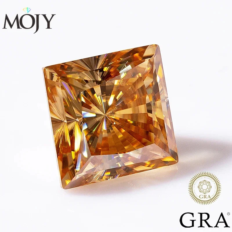 

MOJY Champagne Color Moissanite Stone Princess Cut 0.5~5.0ct Loose Gems Pass Diamond Tester with GRA Certificate Fine Jewelry