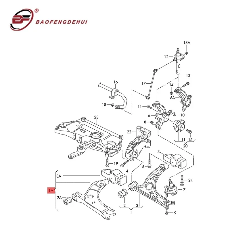 1x Front  Axle Lower Suspension Wishbone Control Arm For Audi A3 VW EOS GOLF GTI Jetta R32 Rabbit LH 1K0407151BC RH 1K0407152BC