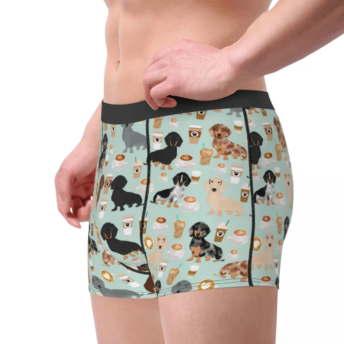 Dachshund Dogs Coffee Men Underwear Animal Boxer Briefs Shorts Panties Funny Soft Underpants for Male S-XXL