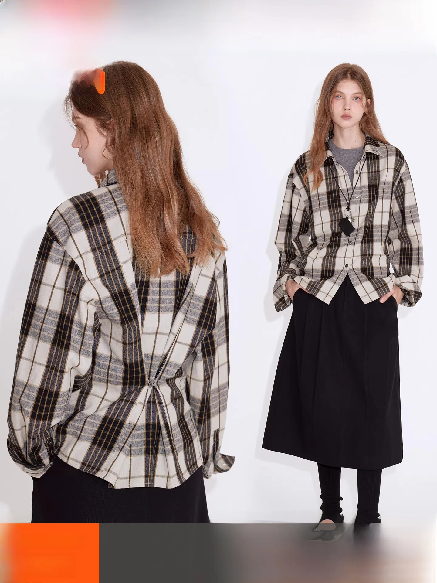 

Fano Women's Casual Plaid irt Adjustable Waist Micro Floing Large id Pattern Cotton Long Sve Loose Fit Winter Top