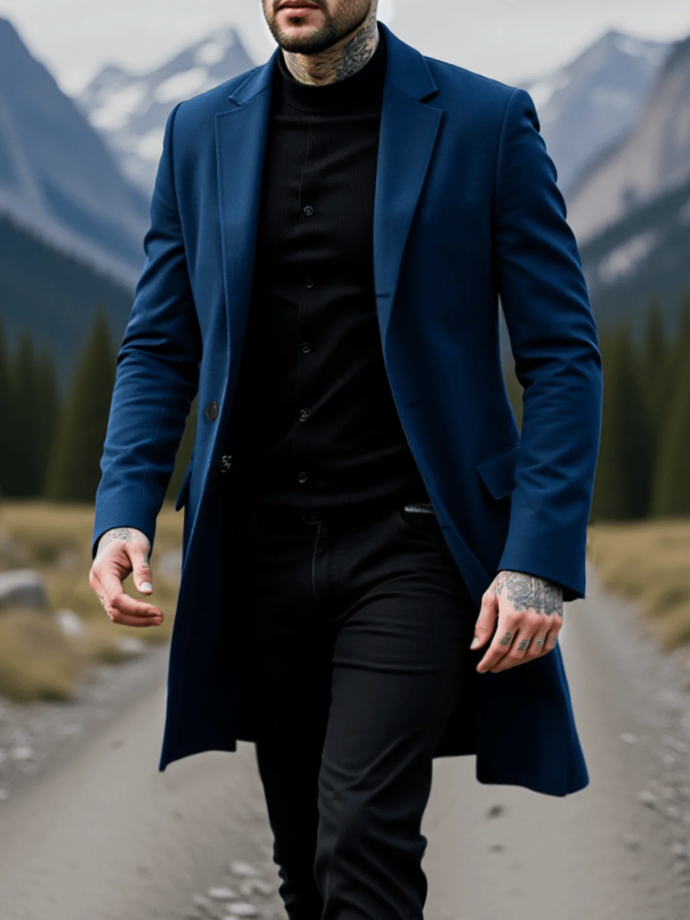Men's Thickened Jacket Woolen Overcoat Winter Warmth Essential Single-Breasted Design Trench Style Commute Casual Coats Item 5