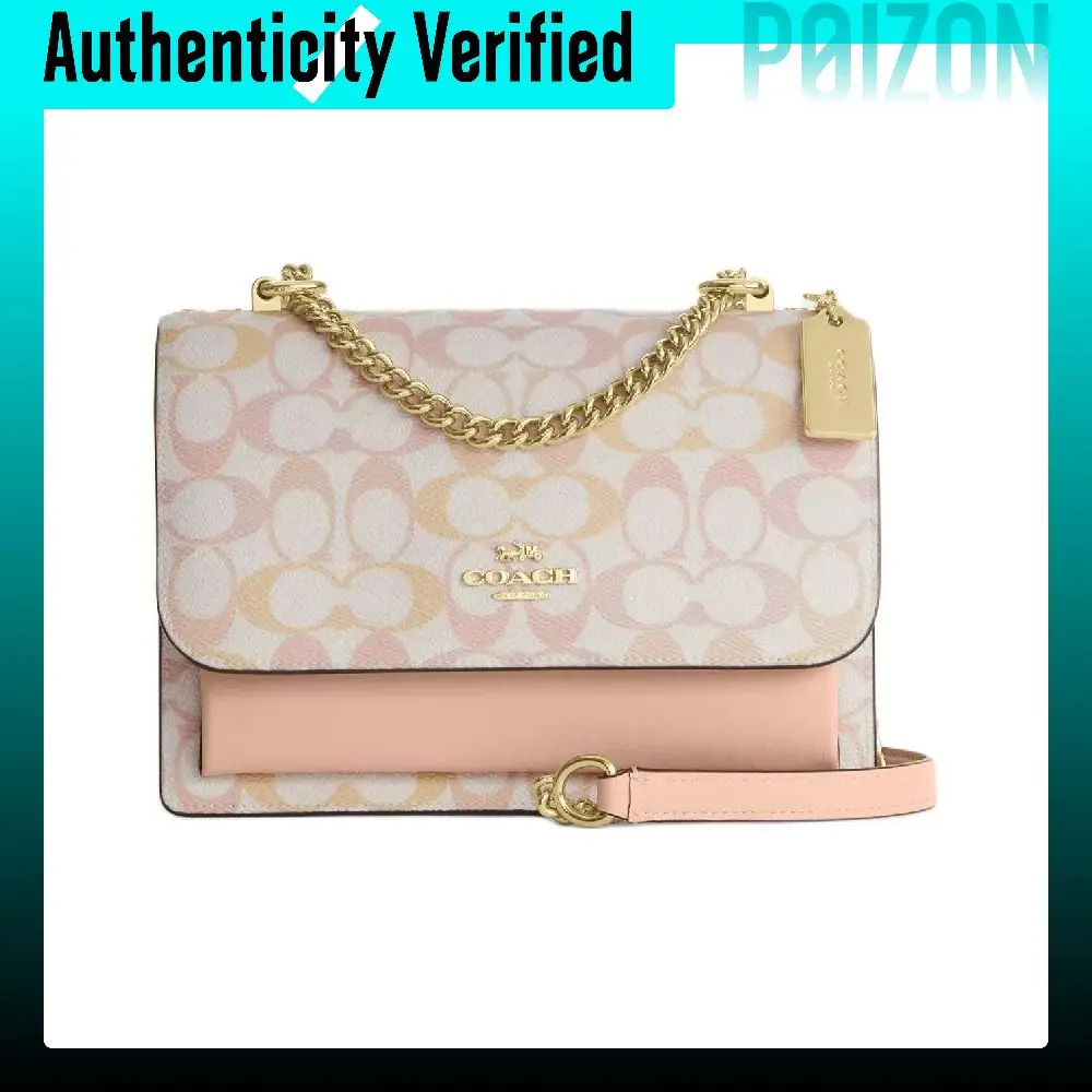 COACH Klare Coated Canvas With Smooth Leather Trunk Bag Type Crossbody Bags Small Women's Chalk White & Gold & Pink CDZ07-IMM8C
