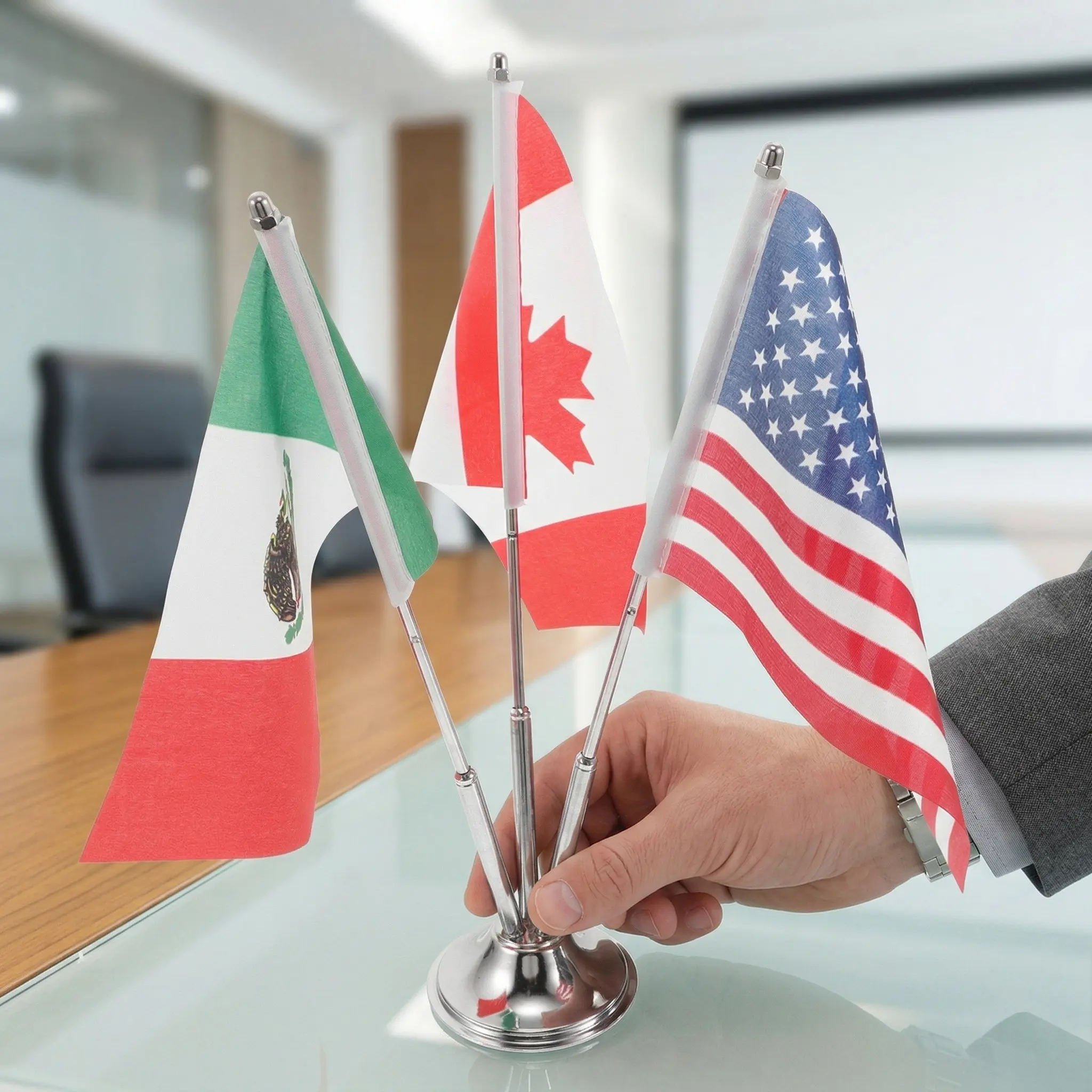 1Set Desk Flags Mexico Metal Base Mini Table Flag Office Meeting Conference Room Decoration