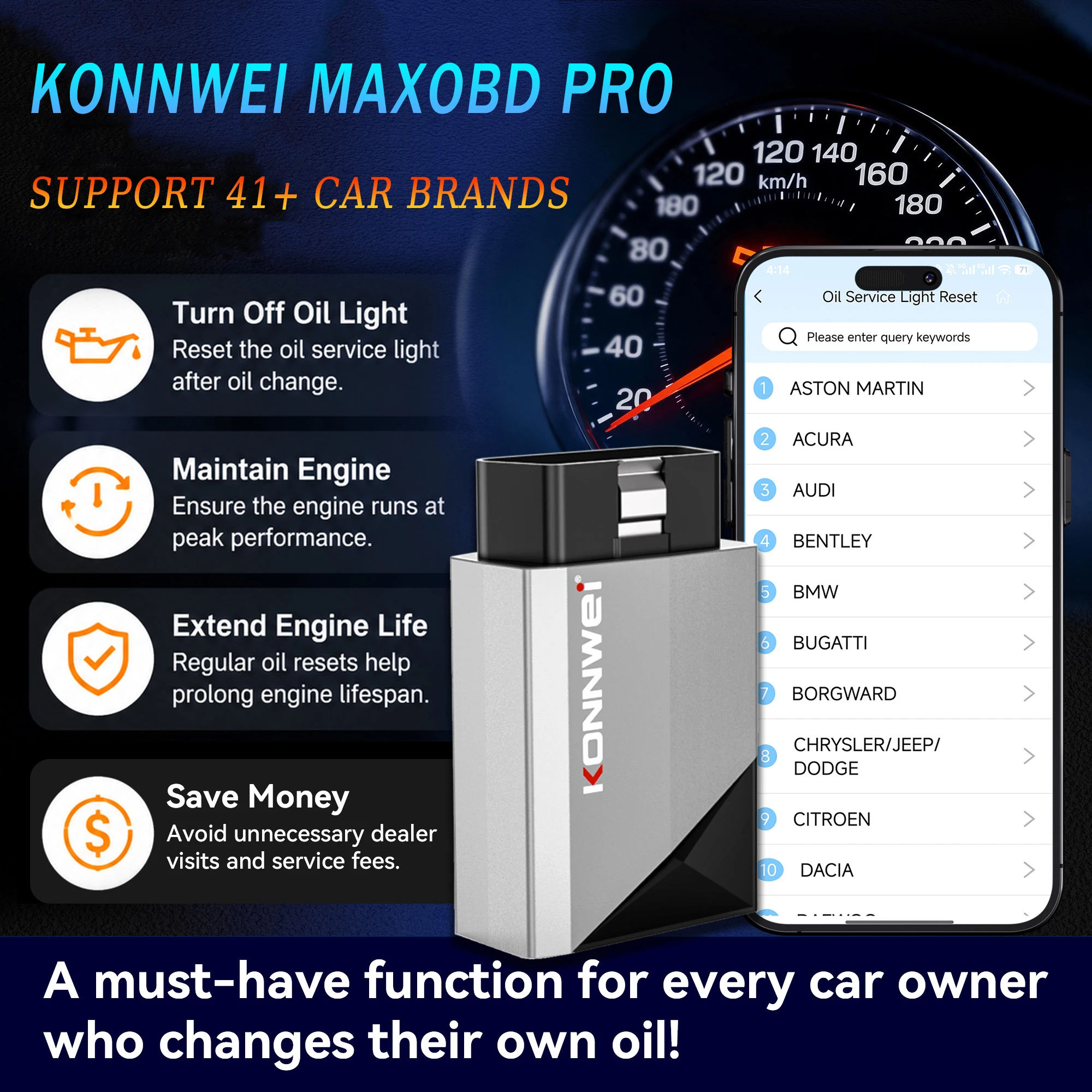 konnwei-maxobd-pro：41車種に対応した自動車obd2診断ツール。全システムに対応し、生涯無料アップデート。