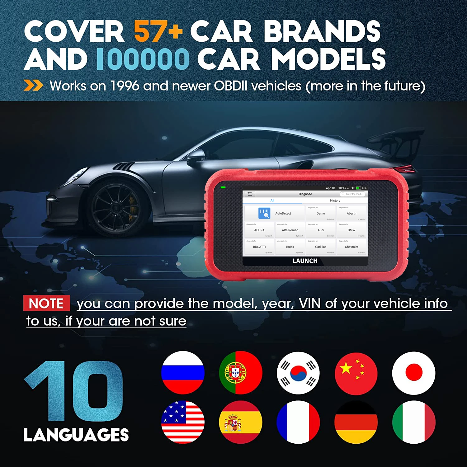 Launch X431 CRP123E V2.0 OBD2 Scanner ENG ABS Airbag SRS AT Creader 123E 2.0 Diagnostic Tool OBDII EOBD Code Reader Free Update