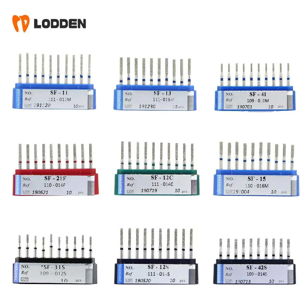 

10 шт./партия, Стоматологические алмазные сверла, плоский цилиндр 1,6 мм, высокоскоростной наконечник, стоматологический отдел, инструменты для шлифовки