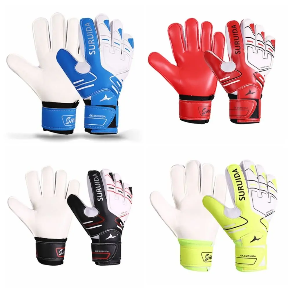 

1 Pair Size 5-10 Goalkeeper Gloves Anti Slip Thickened Kids Football Goalie Gloves Cushioning Adjustable Game Goalkeeper Gloves