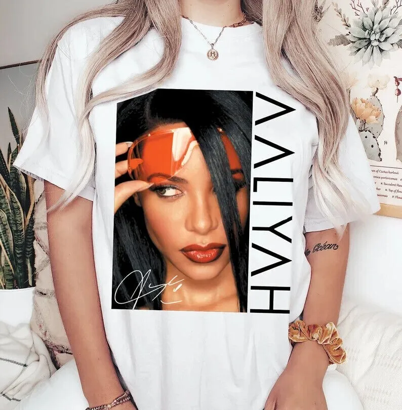 

Рубашка Aaliyah Album Music Singer, белая хлопковая рубашка унисекс, бесплатная доставка, W00818, футболка большого размера, концертная уличная одежда