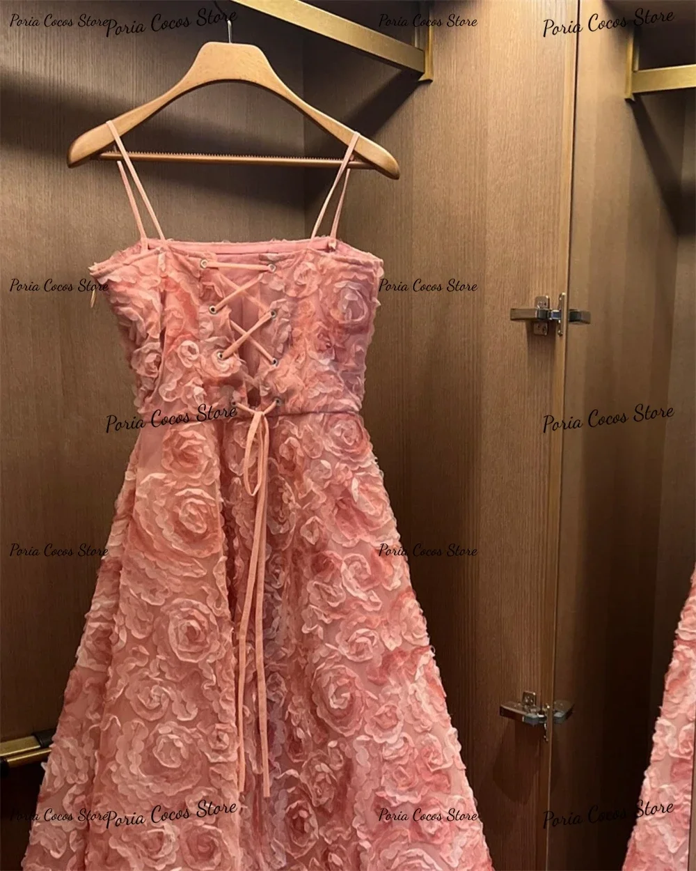 Customized Women 2023 New 3D Roseleaf Prom Dress Strapless Evening Dresses Square Neck Lace UP Party فساتين للحفلات الراقصة