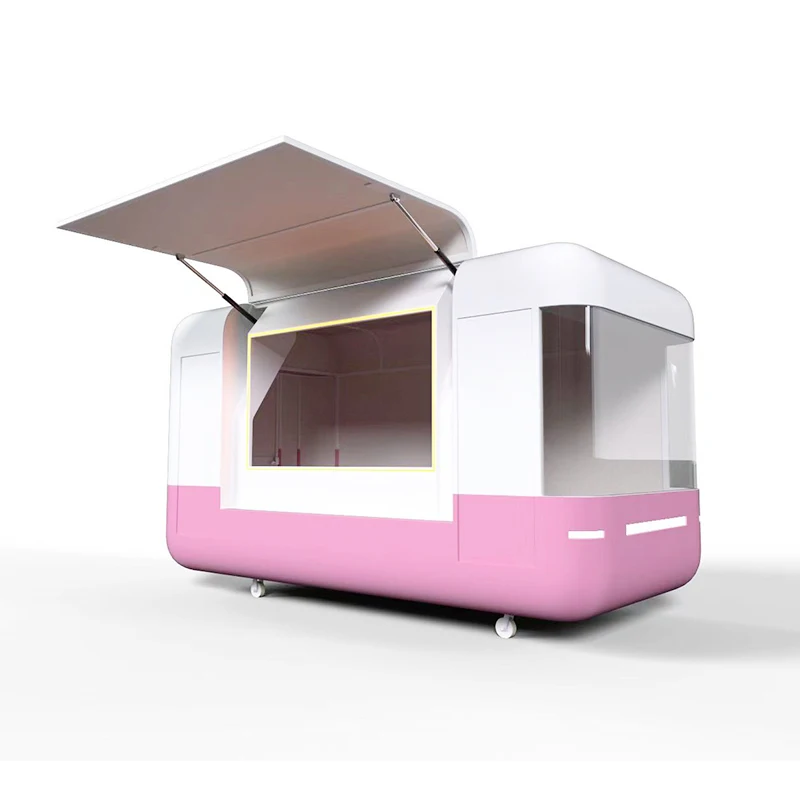Wholesale Yellow Stainless Steel Mobile Bar Trailer Full Kitchen Hamburger Hot Dog Pizza Oven Rust Resistant Snack Food Cart
