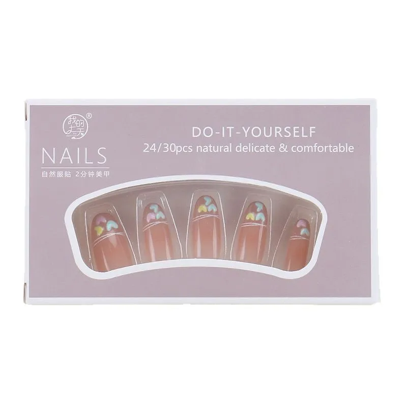 

Cute sweetheart wearing nail piece advanced sense French gradual change handmade nail piece summer sweet cool babes fake nails