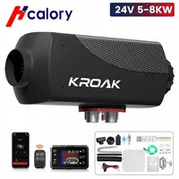 KROAK 24V 5-8KW Car Heater LCD Monitor 12V Air Diesels Fuel Aluminum Alloy Heater For Boats Bus With Remote Control and Silencer