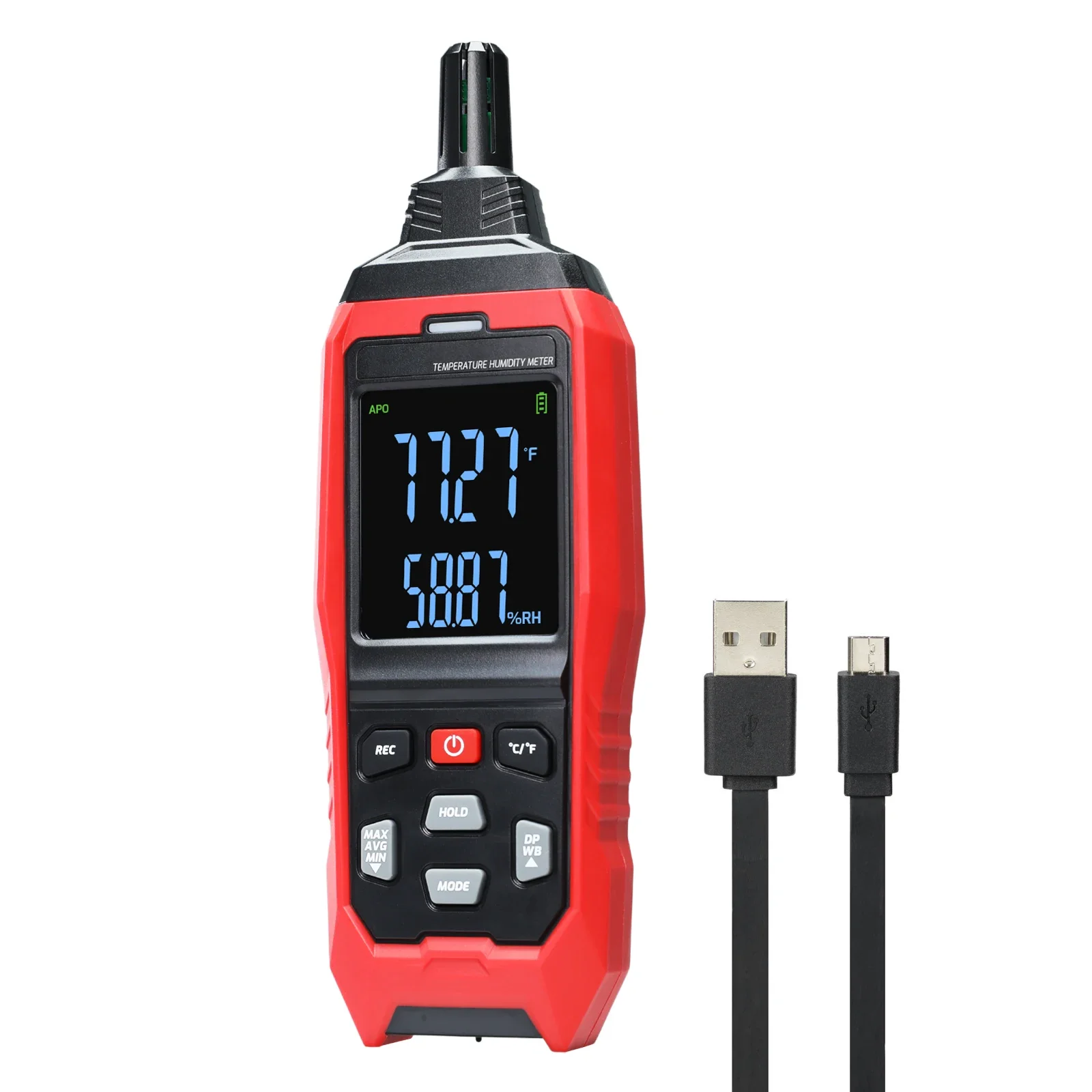Multi-function thermohygrometer with data logger, wet-bulb dew point measurement, and alarm function (oem)