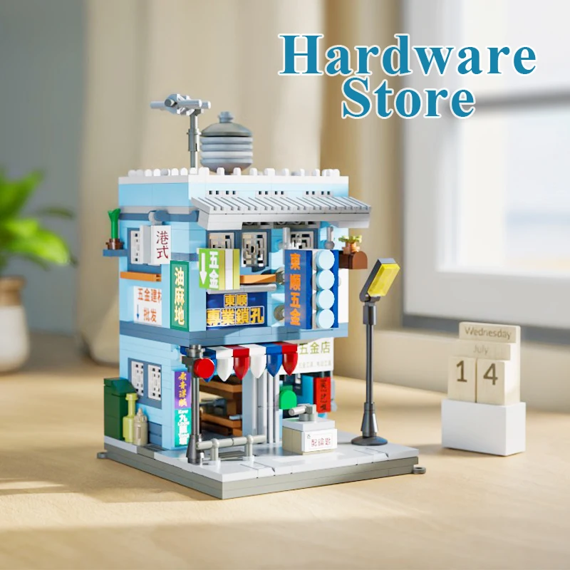 Old Times Hong Kong Style Architecture MOC Bricks Model Kit Retro City Stores Building Blocks Set Toys Kids Boys Girls Gifts DIY