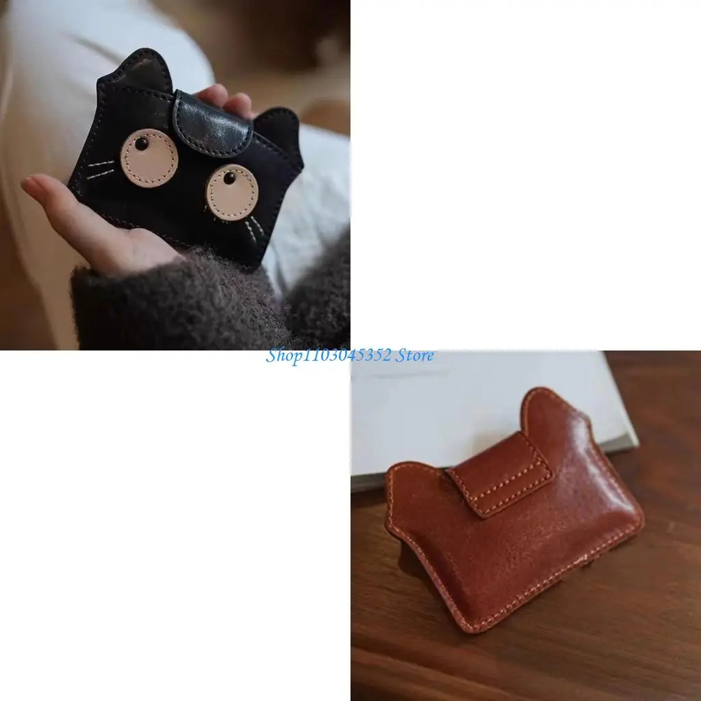 A3PE القطط غريب الأطوار منظم البطاقة منظم البطاقة المدمجة من الجلد الاصطناعي الممتاز