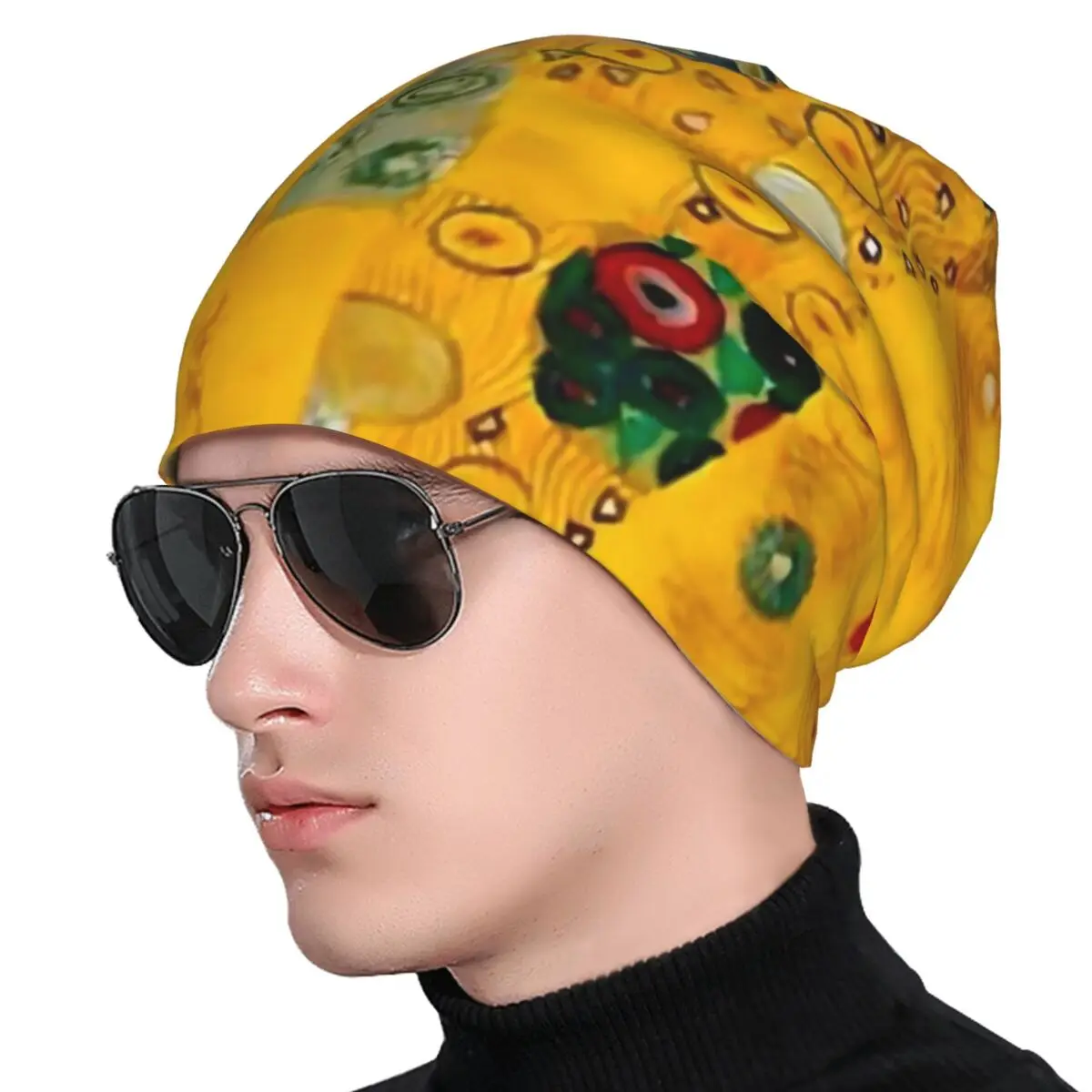 Gustav Klimt Bonnet Hats Golden Tears Print Beanie Hats Custom Knit Hat Autumn Funny Men Women Kpop Warm Soft Caps