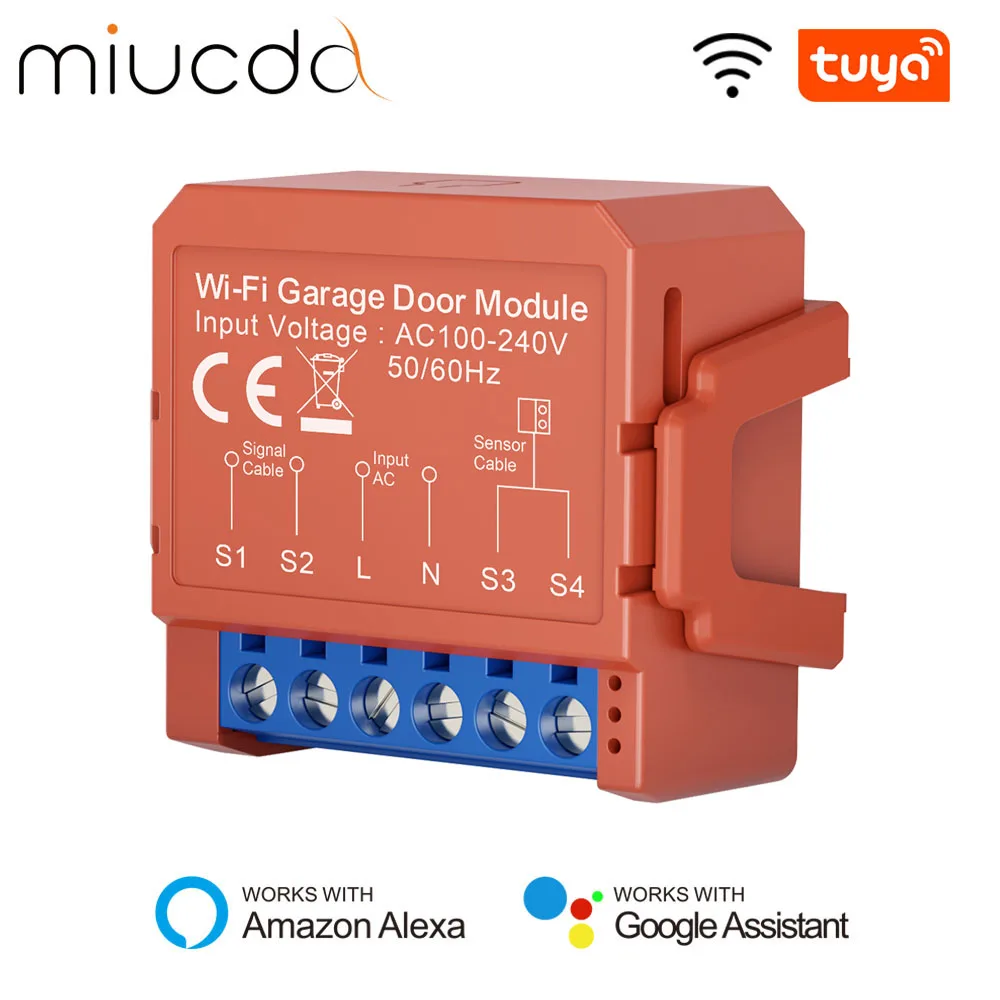 MIUCDA Tuya WiFi Smart Garage Door Switch Module Voice Remote Control Garage Door Opener Switch funziona con Alexa Google Home