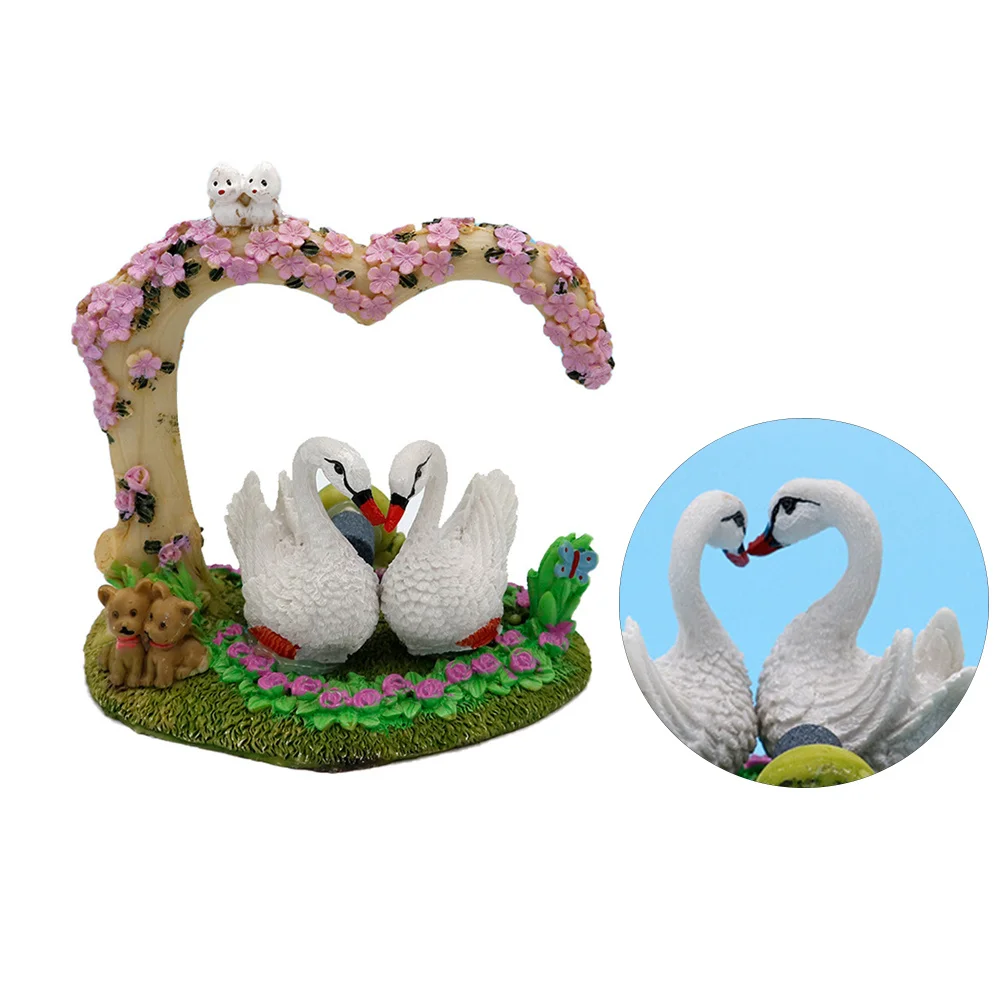 

Украшение в форме лебедя в форме сердца из смолы, экологически чистый прочный настольный орнамент, украшение для аквариума, домашний декор, аквариум, лебедь из смолы