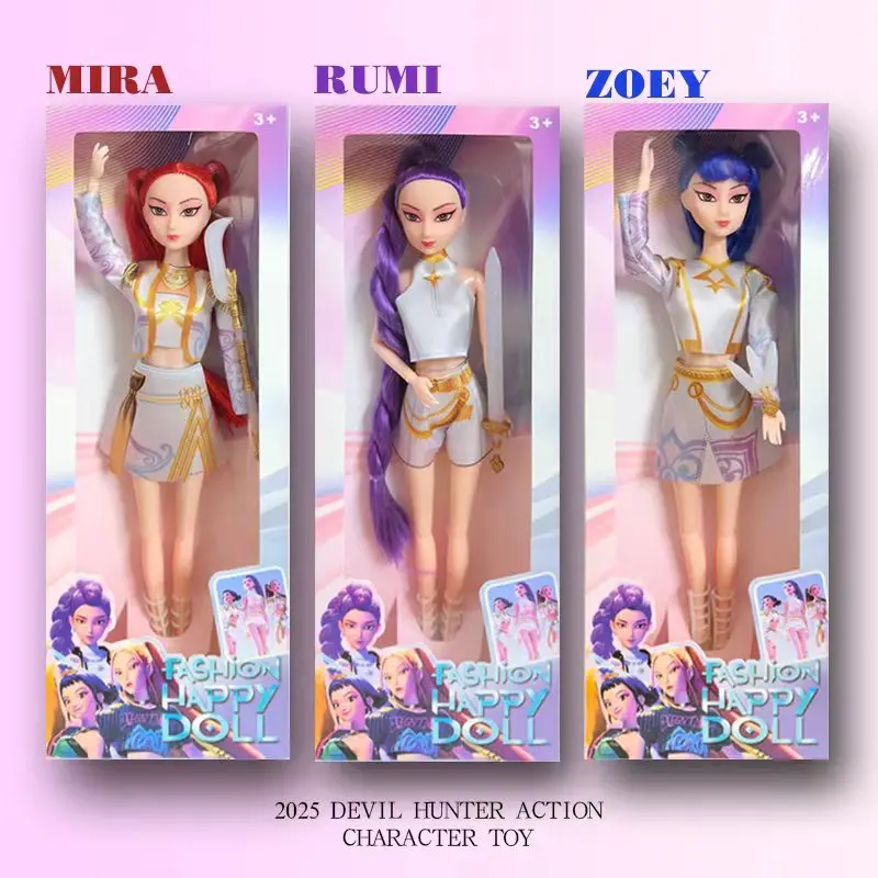 Nouveauté Kpop Demon Hunter Girl Group Dolls - Mira, Rumi, Zoey avec jouet musical de chanson à thème, cadeau d'anniversaire de Noël pour les filles