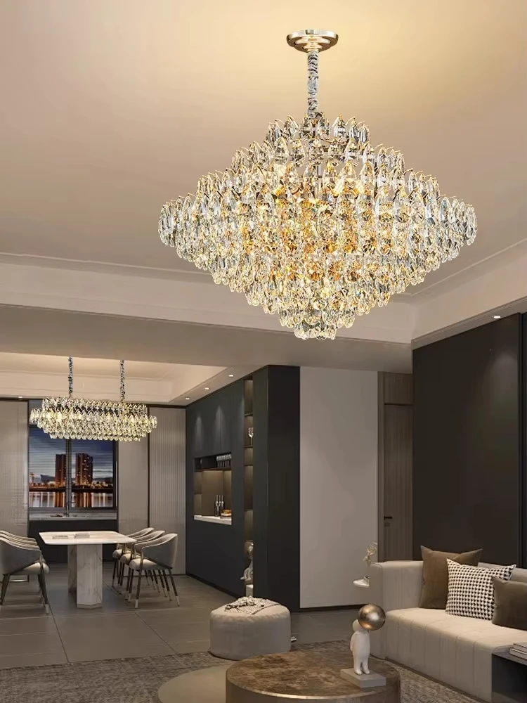 거실 장식을위한 럭셔리 크리스탈 빅 샹들리에 현대 미술 디자이너 조명기구 루스트 높은 천장 펜던트 홈 램프 홀