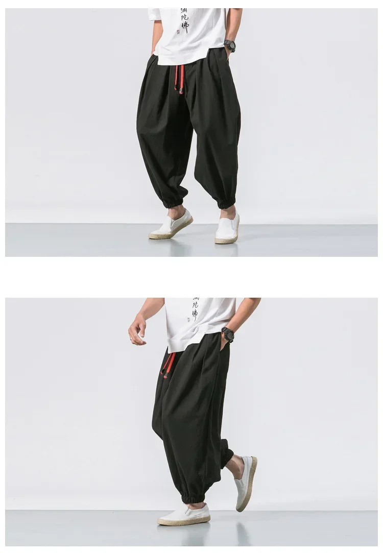 Neue Trendy Männer Harem Hosen Lose Übergroßen Stil Baumwolle und Leinen Hohe Qualität Jogger Jogginghose Casual Männliche Hosen – Detail 14