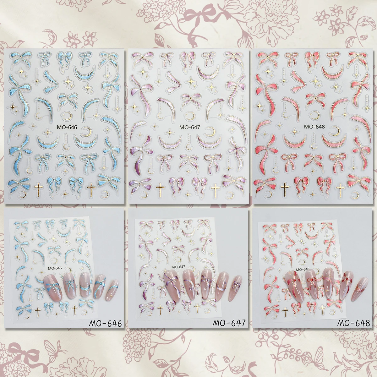 3/6 ورقة 5D الذهب احباط القوس القمر ستار مسمار الفن ملصقات معدنية الساخن ختم ذاتية اللصق مسمار الشارات للنساء DIY بها بنفسك #3