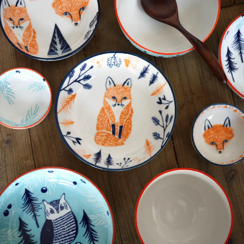 New Arrival Ceramic Forest Style Owl Fox Tableware Set/Dishes