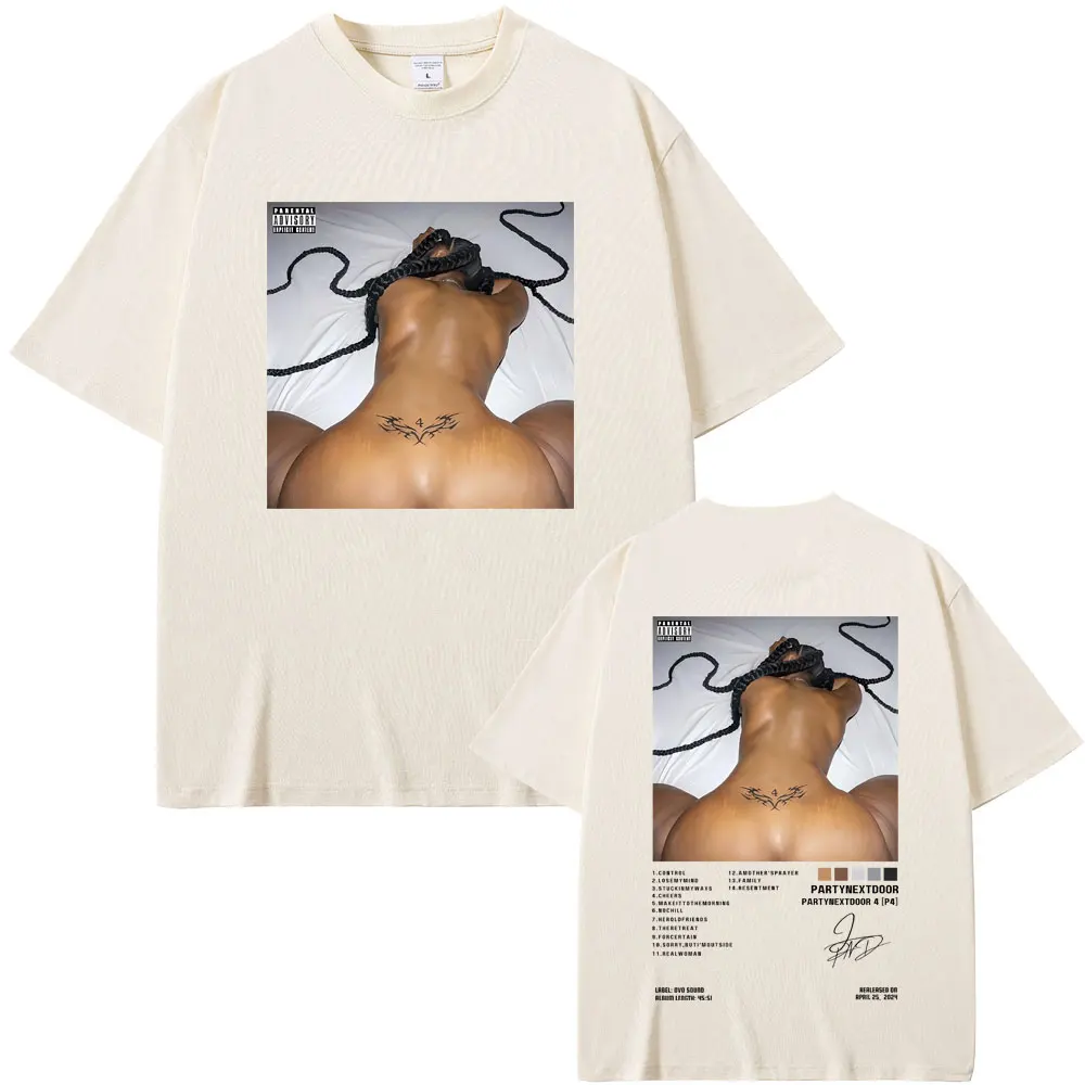 Rapper Partynextdoor PARTYNEXTDOOR 4 Album Cover Graphic T-shirts Men Women Hip Hop Oversized Tshirt Male Pure Cotton T Shirts