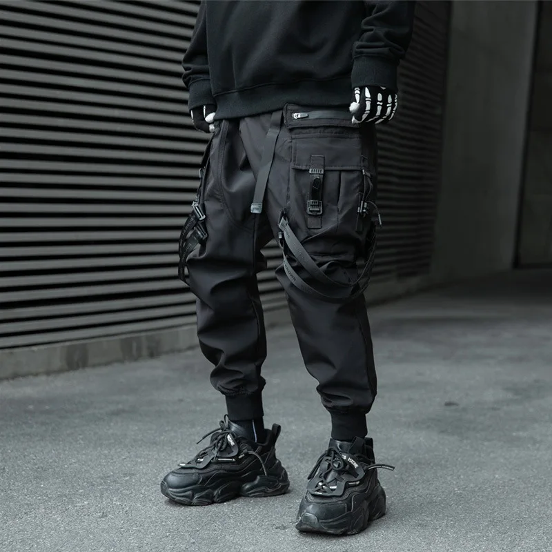 2024 New Fashion Multi-pocket Cargo Pants Men Y2K Tactical Techwear Ankle Pants Punk Style Casual Paratrooper Pants pantalones