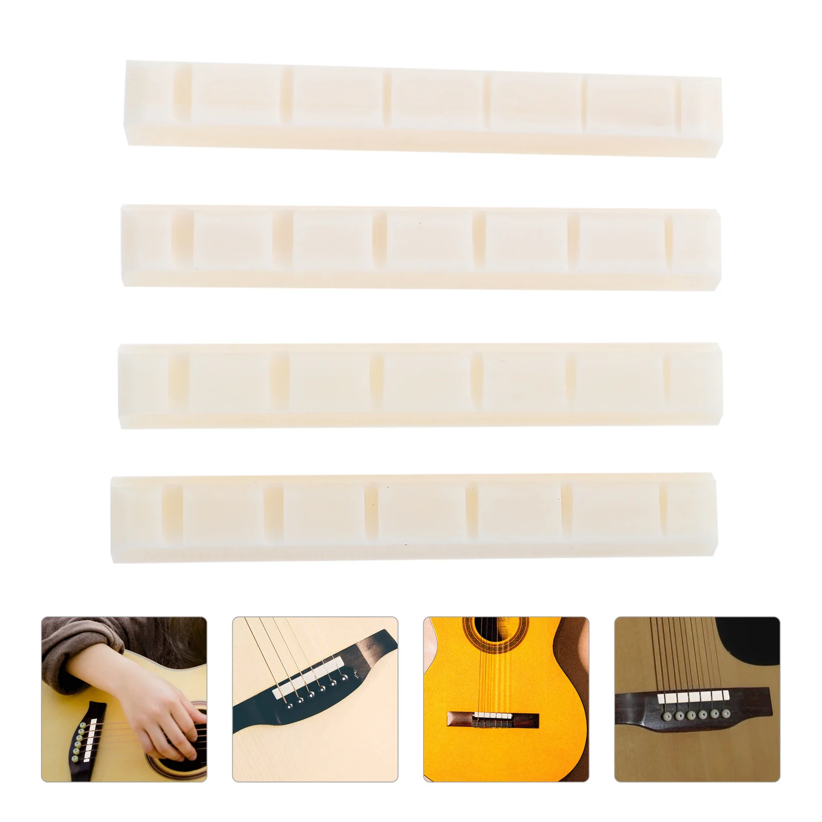 

4Pcs Ox Bone Guitar Nut String Support Durable Replacement Accessory for Guitar Upgrade Tone Sustain Vibration