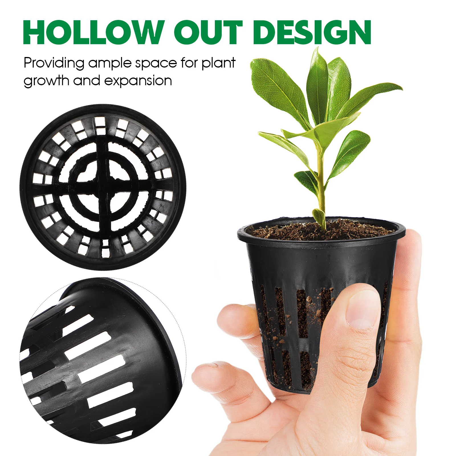 

40Pcs Hydroponic Water Culture Net Pots Durable Plastic Mesh Containers for Hanging Flower Pots Succulent Plant Holder