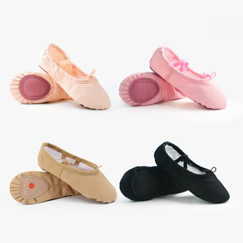 Profissional Soft Cotton Canvas Ballet Chinelos, Dance Practice Shoes para meninas e crianças, calçado de ginástica