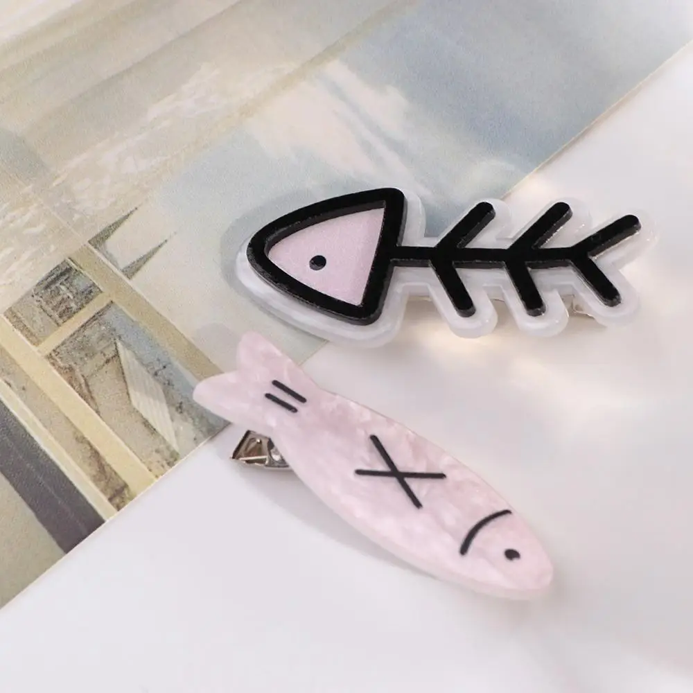 

Hair Accessories Fish Bone Bangs Clip Pink Y2K Hair Clips Barrettes Acetic Acid Hair Pins Women