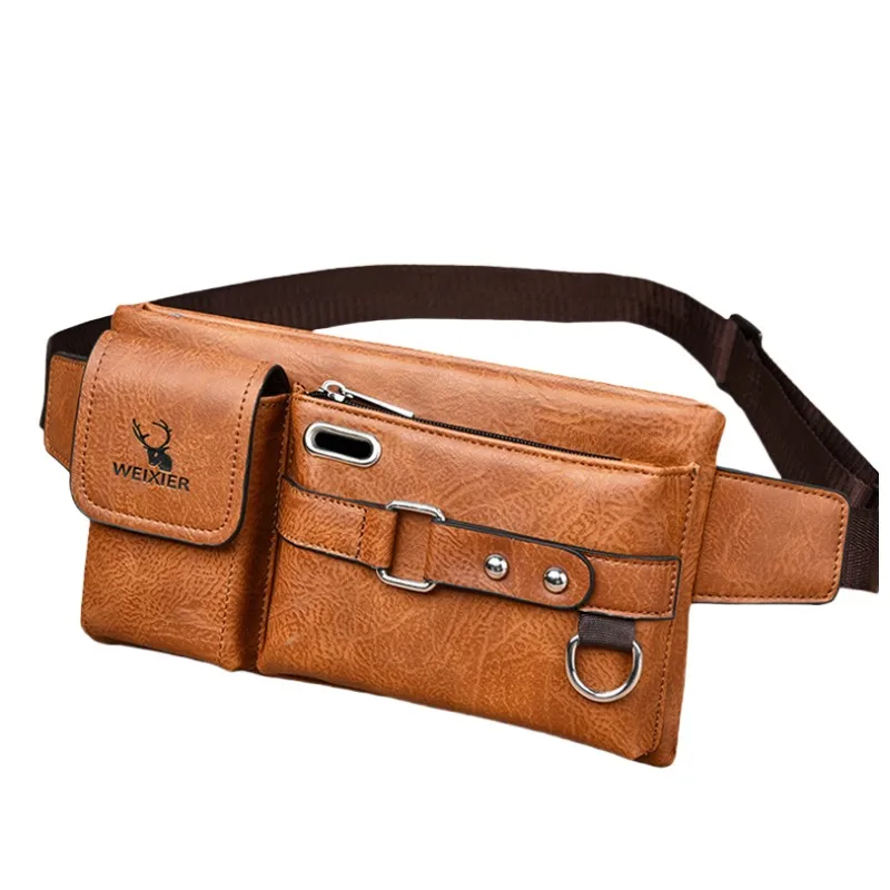 

Men's Waist Packs Multipurpose shoulder Bags PU Leather Chest Bag Fashion Crossbody Bag Male Fanny Pack Bags for Phone Hip Sack