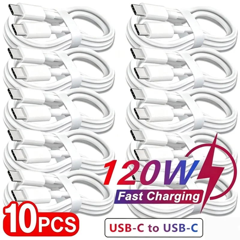 10Pcs PD 120W USB C to USB Type C Cable Fast Charge Data Cable For Huawei Samsung Xiaomi Macbook iPad Data Line Type C To Type C