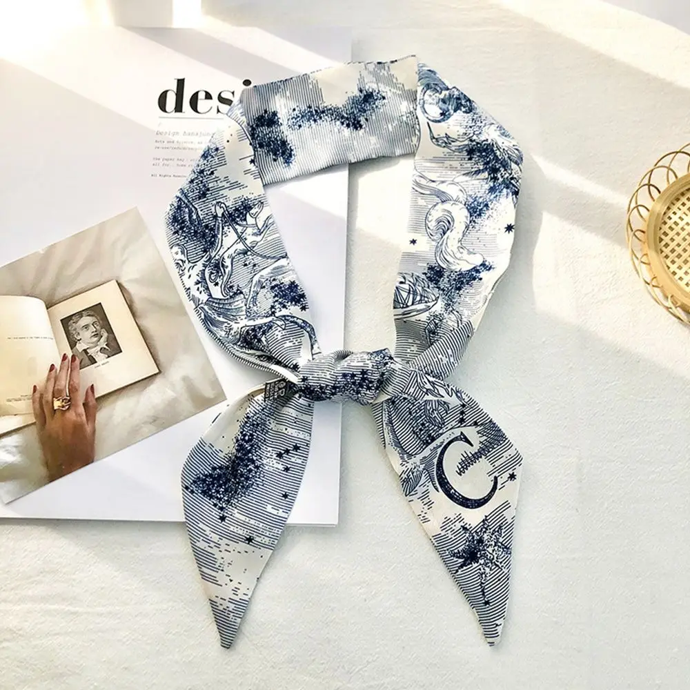 

Head Rope Long Ribbon 26 Letters Scarf Silk Scarf Silk Scarf Headband Printing Hair Scarf Female Headwear Korean Style Headband