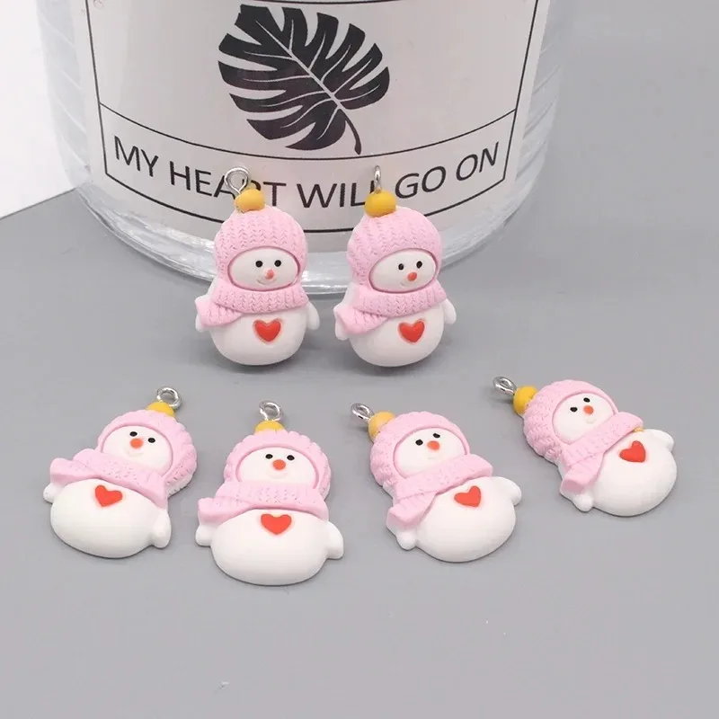 10Pcs resin Christams Charms Cute The Santa Claus Gift reindeer Socks snowflake Snowman Bear Pendant for Jewelry Making Findings
