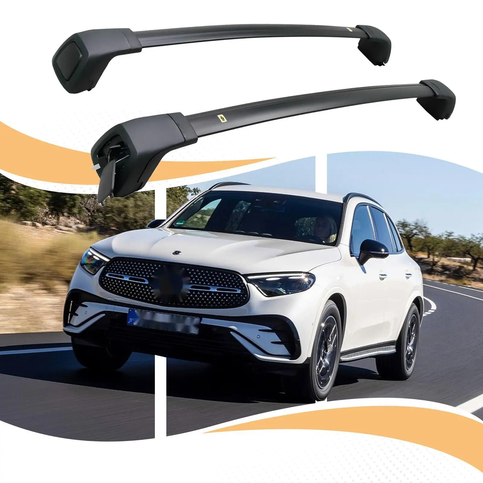 

2Pcs 165lbs Lockable Cross Bar For 2016-2022 Mercedes Benz GLC X253 Roof Rack